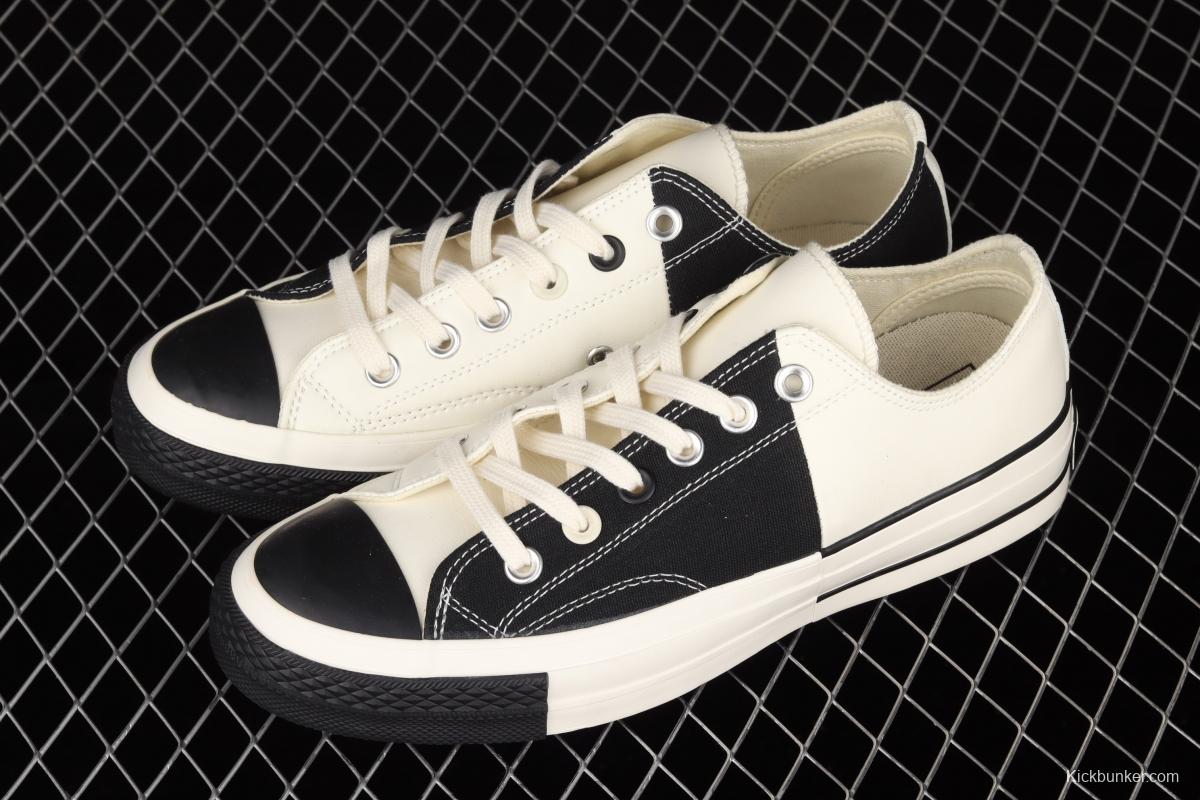 Converse Restructured Chuck 1970 White spliced black and white vulcanized low-top leisure sports shoes 168624C