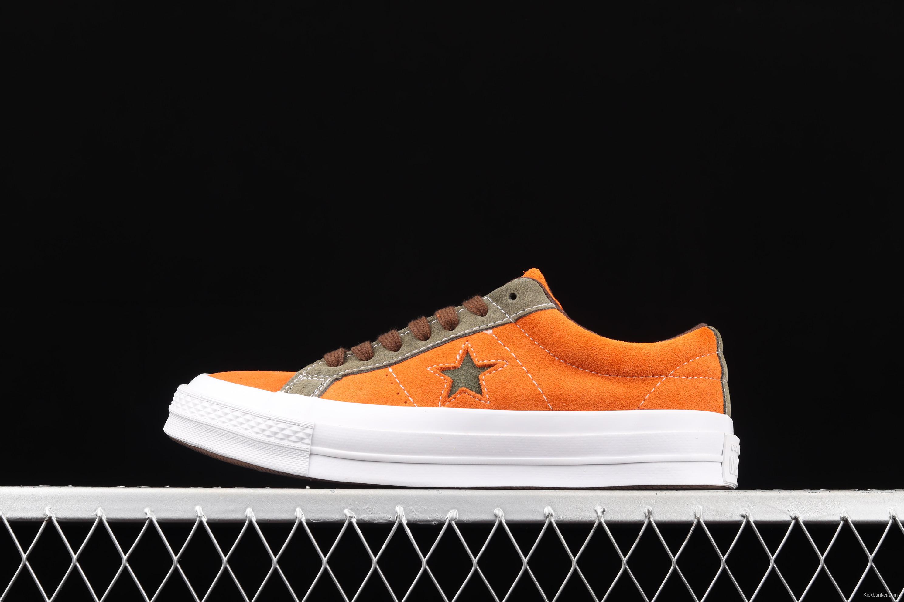 Converse One Star Converse dirty orange-green fur-turned one-star low-top board shoes 161617C