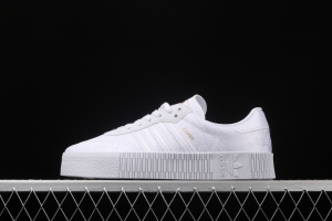 Adidas Sambarose W EG5158 clover vintage pure white embroidered thick-soled high board shoes