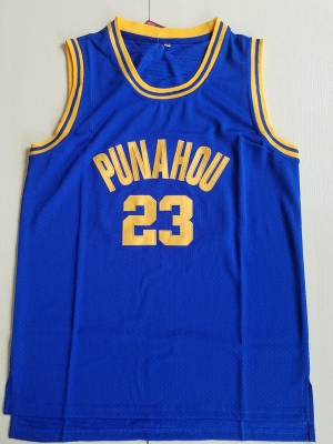 EJ Barack Obama 23 Punahou High Blue Basketbal Jersey