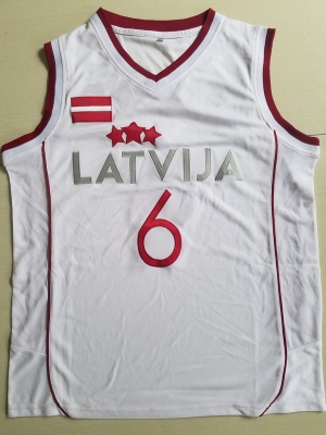 Kristaps Porzingis 6 Latvija White Basketball Jersey