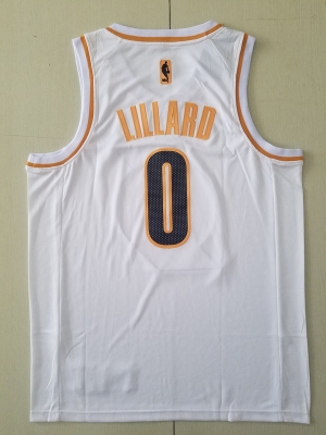 Damian Lillard 0 White Golden Edition Jersey