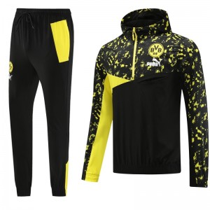 23/24 Borussia Dortmund Black/Yellow Half Zipper Windbreaker Jacket+Pants