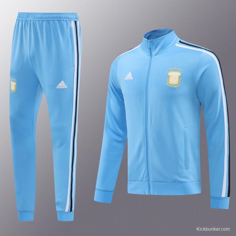 2024 Argentina Blue Full Zipper Jacket +Long Pants