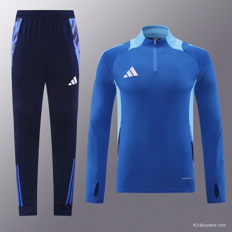 2024 Adidas Blue Half Zipper Jacket +Long Pants