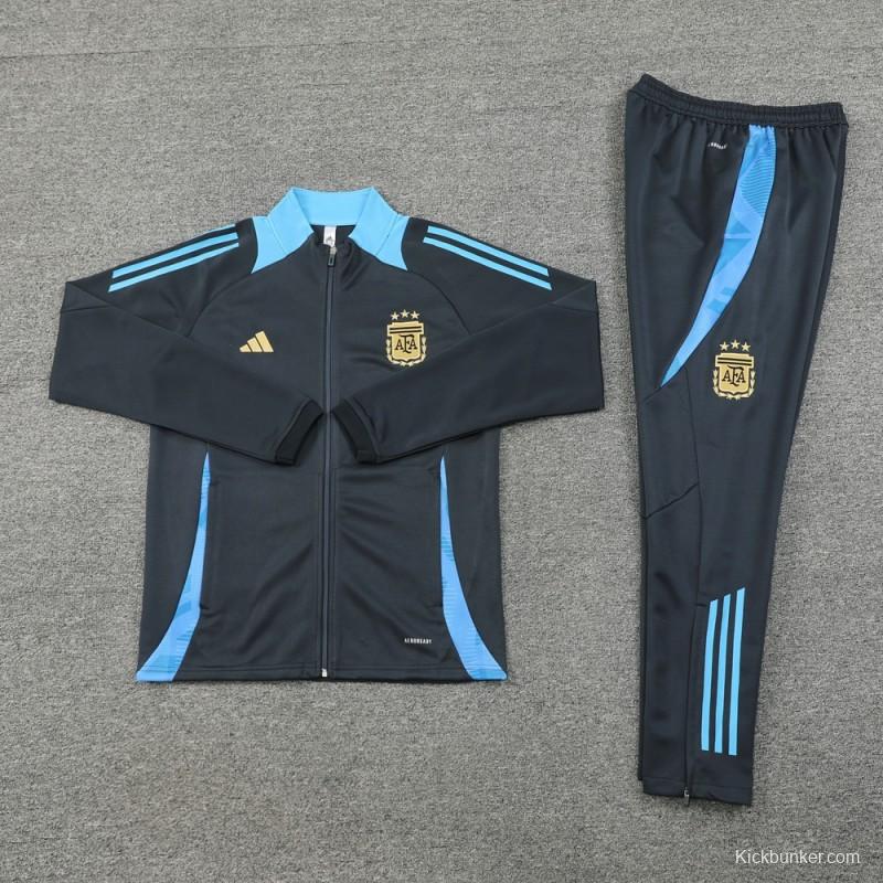 2024 Argentina Black Full Zipper Jacket +Long Pants