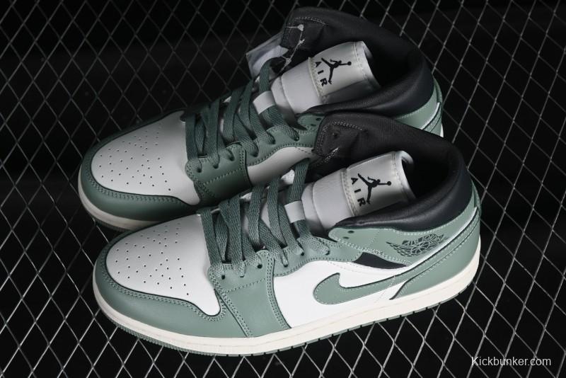 Nike Air Jordan 1 Mid AJ1 Basketball Shoes in Fresh Warm Green - BQ6472-130