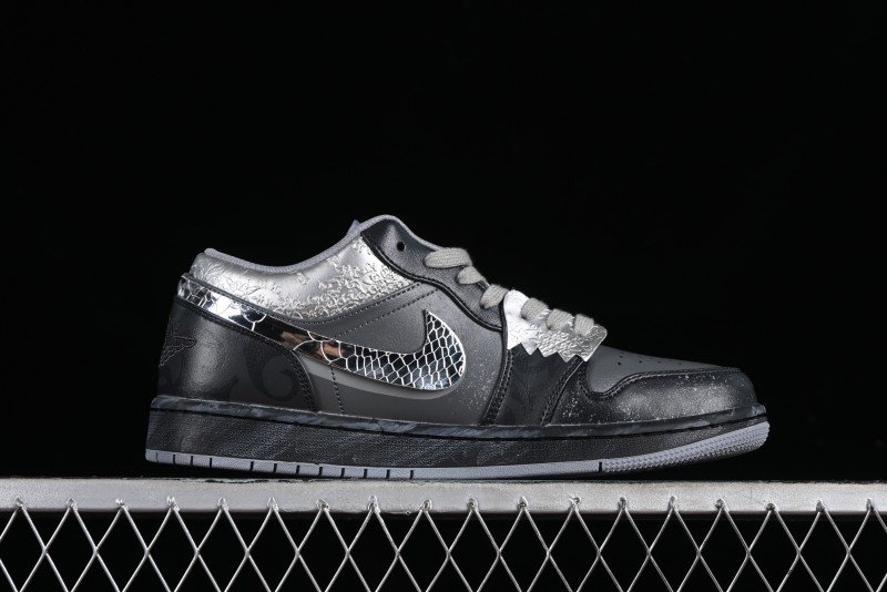 Nike Air Jordan 1 Low AJ1 Panda Prank Modern Gray Silver Black Low-top Casual Sneakers - 553560-053