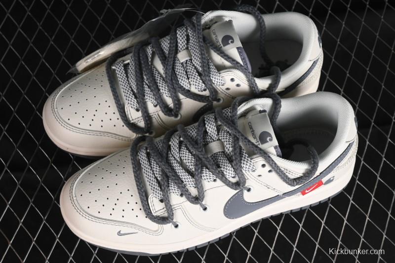 Nike SB Dunk Low Carhartt Collaboration - Strap Grey Hook Anniversary High-End Custom Low-Top Casual Skate Shoes - SJ2068-266