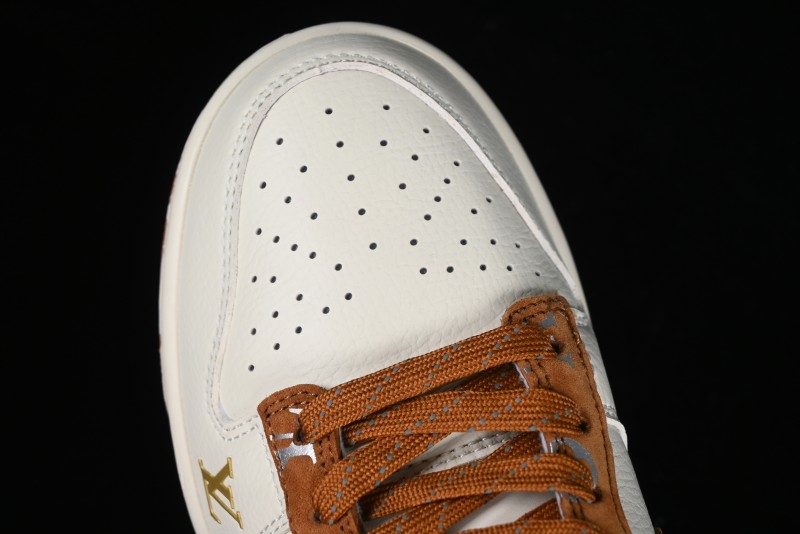 Nike SB Dunk Low LV Collaboration - Beige Brown Swoosh Anniversary High-End Custom Low-Top Casual Skate Shoes - XD6188-030