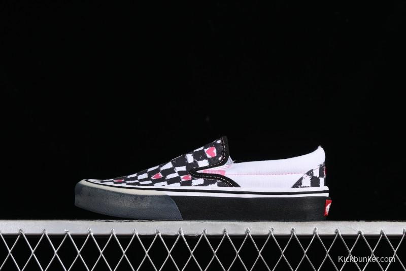 Vans Slip-On Classic Collaborative Hand-Painted Graffiti with Pink Accents and Crystal Outsole Checkerboard Slip-On - VN000CT5BPA