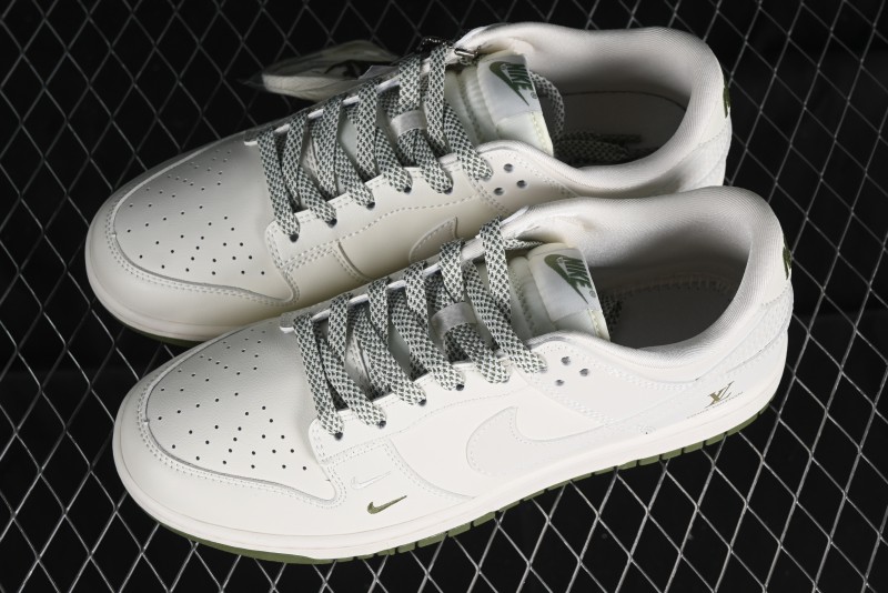 Nike SB Dunk Low LV Collaboration - Beige Green Luxury Custom Low-Top Casual Sneakers - XX2025-318