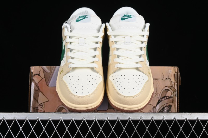 Nike SB Dunk Low LV Collaboration - Beige Green Anniversary High-End Custom Low-Top Casual Skate Shoes - LV6188-003