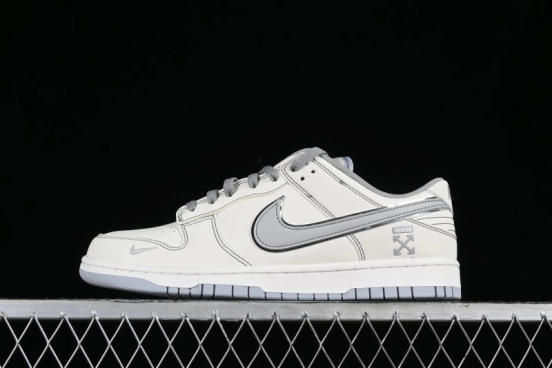 Nike SB Dunk Low OFF-WHITE Collaboration - Light Beige Grey Check Anniversary High-End Custom Low-Top Casual Sneakers - DJ2024-001