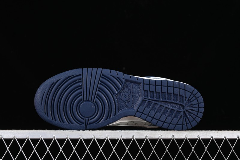 Nike SB Dunk Low LV Collaboration - Blue Denim Print Anniversary High-End Custom Low-Top Casual Sneakers - FC1688-162