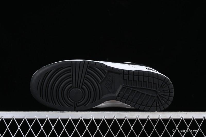 Nike Supreme x Nike SB Dunk Low Collaboration - Classic White Black Anniversary High-End Custom Low-Top Casual Skate Shoes - DY1503-100