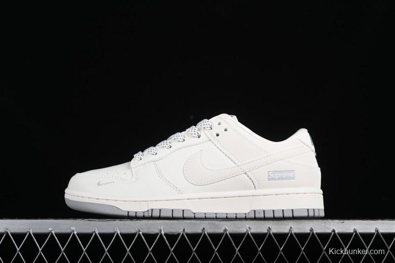 Nike SB Dunk Low Supreme Collaboration - Classic Beige Gray Anniversary High-End Custom Low-Top Casual Skate Shoes - XX8888-001