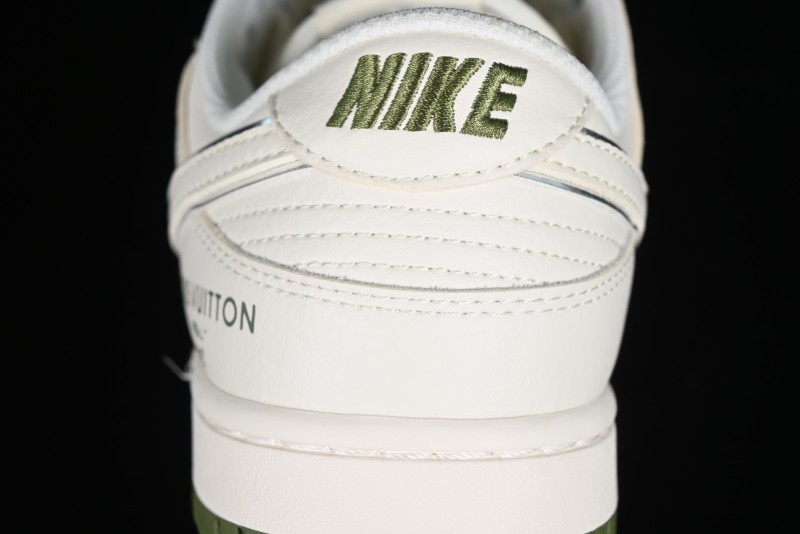 Nike SB Dunk Low LV Collaboration - Beige Olive Green Anniversary Custom Low-Top Casual Skate Shoes - BB8766-211
