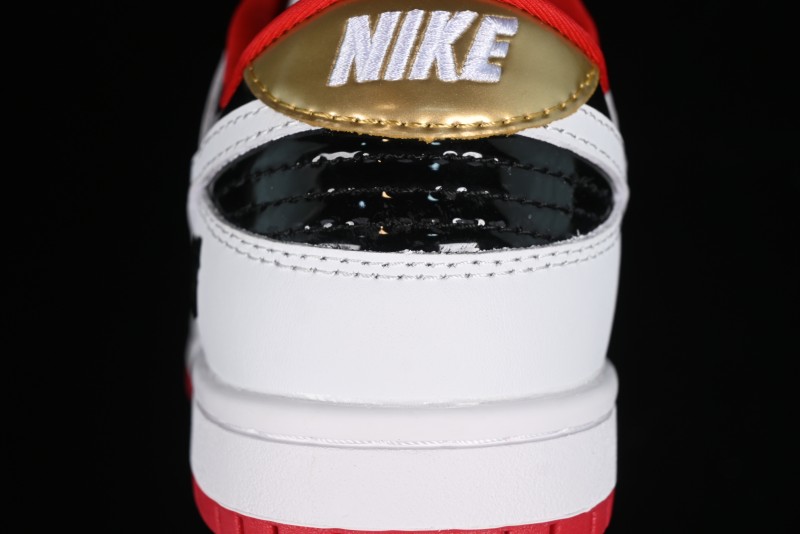 Nike SB Dunk Low UN Collaboration - White Black Patent Leather Anniversary Custom Low-Top Casual Skate Shoes - XB3802-349