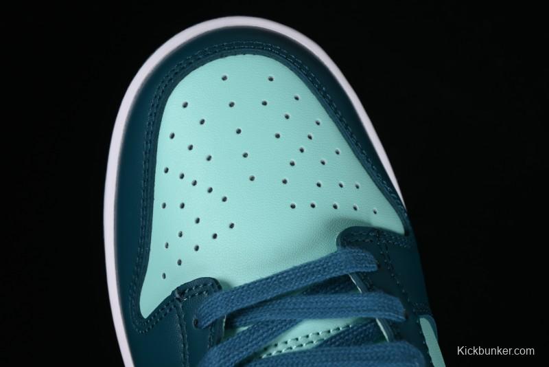 Nike Dunk Low SB Skateboarding Shoes in White and Geode Teal - DD1503-301