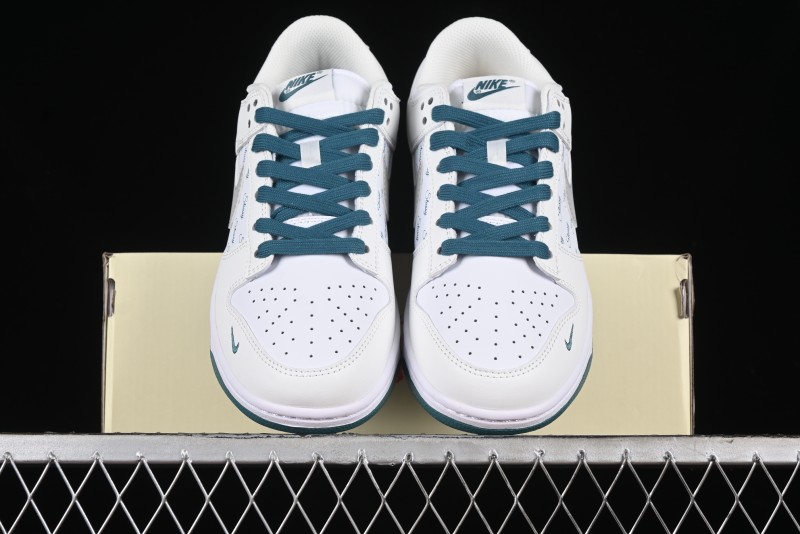 Nike SB Dunk Low Stussy Collaboration - White Grey Green Print Anniversary High-End Custom Low-Top Casual Skate Shoes - XX2025-808