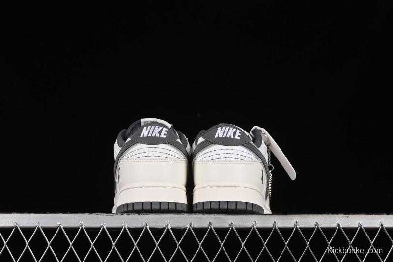 Nike SB Dunk Low Violent Bear Collaboration - Woven Grey Check Anniversary Custom Low-Top Casual Sneakers - KK1888-004