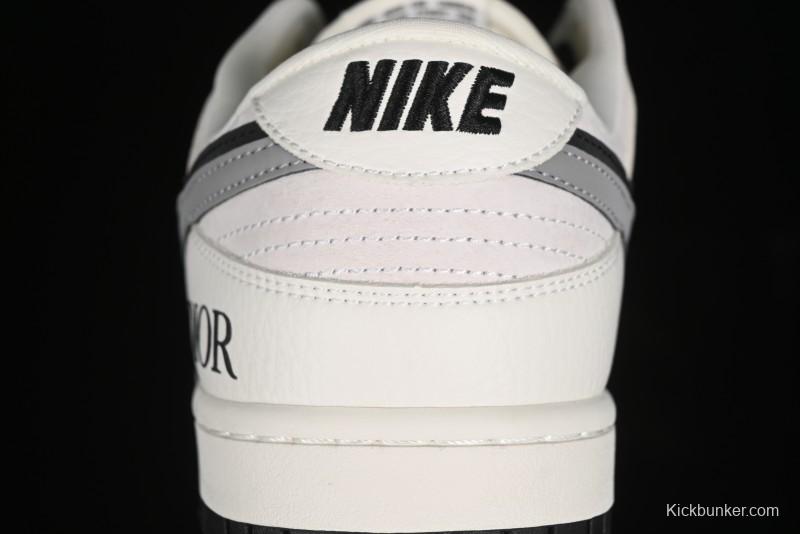 Nike SB Dunk Low Dior Collection - Beige Grey Black Swoosh Anniversary High-End Custom Low-Top Casual Skate Shoes - XD6188-041