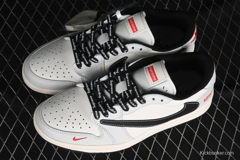 Nike Travis Scott x Fragment Design x Air Jordan 1 Low OG SP AJ1 Supreme Collaboration - Mist Blue Low-top Casual Sneakers - SJ2068-119