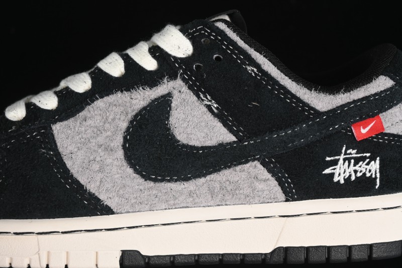 Nike SB Dunk Low Stussy Series - Grey Black with Black Swoosh Anniversary Custom Low-Top Casual Skate Shoes - MM1089-028