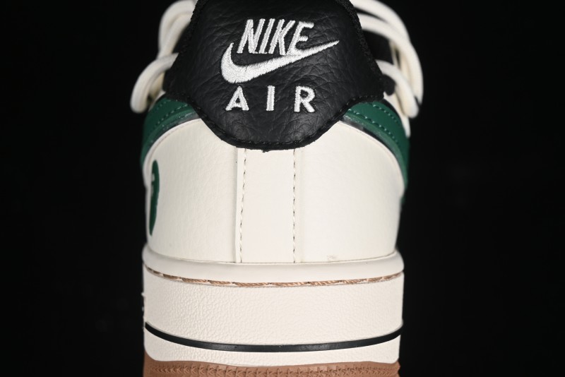 Nike Air Force 1 '07 Low Bape Collaboration - Beige Green Gum Pull Tab Casual Sneakers SJ1198-100