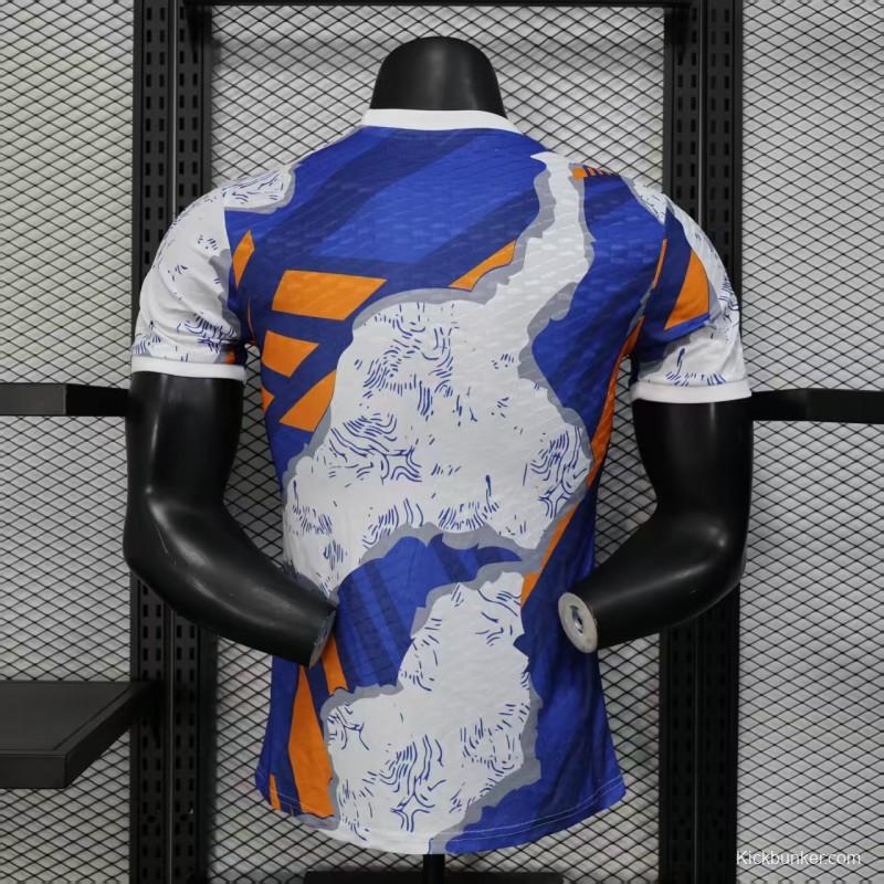 Player Version 25/26 Real Madrid Limited Edition Blue Orange Abstract Pattern Jersey