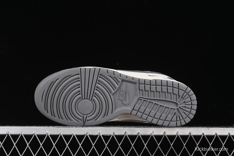 Nike SB Dunk Low Carhartt Collaboration - Off White Grey Swoosh Anniversary Custom Low-Top Casual Skate Shoes - SJ1089-006