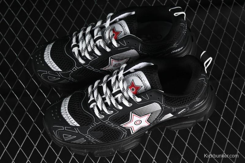 Dior Chrono Round Toe Lace-Up Lifestyle Casual Running Sneakers - 6865 WHITE BLACK