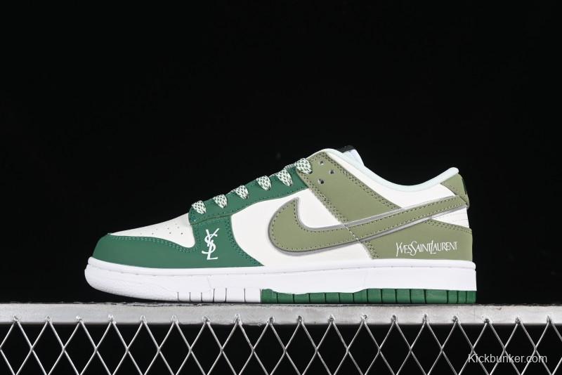 Nike SB Dunk Low Saint Laurent Series - White Green Swoosh Anniversary High-End Custom Low-Top Casual Sneakers - GF2409-170