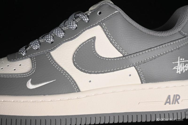 Nike Air Force 1 '07 Low Stussy Collaboration - Premium Gray Low-Top Casual Sneakers - BB5353-512