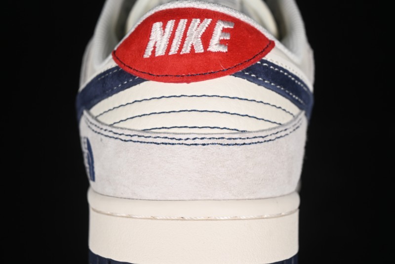 Nike SB Dunk Low The North Face Collaboration - Grey Pigskin Navy Swoosh Anniversary Custom Low-Top Casual Skate Shoes - SJ1089-012