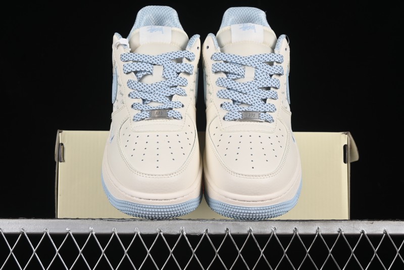 Nike Air Force 1 '07 Low Stussy Collaboration - Off White Elegant Blue Low-Top Casual Sneakers - XZ3328-002