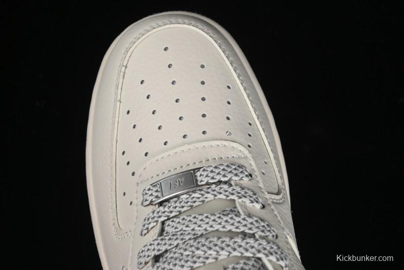 Nike Air Force 1 '07 Low Stussy Collaboration - Light Grey Double Swoosh Casual Sneakers - XZ6188-012