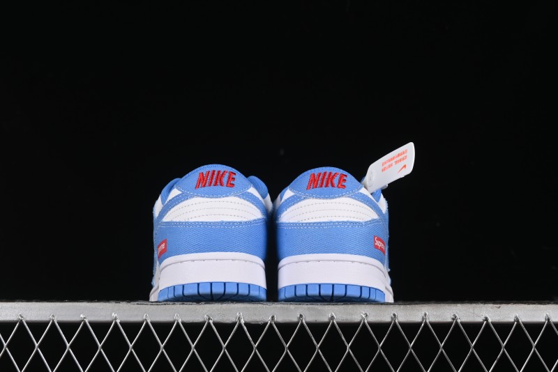 Nike SB Dunk Low Supreme Collaboration - Woven Blue Swoosh Anniversary Custom Low-Top Casual Skate Shoes - KK1888-015