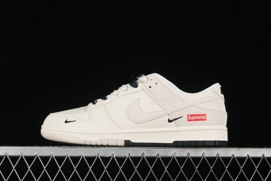 Nike SB Dunk Low Supreme Collaboration - Double Swoosh Dual Color Anniversary High-End Custom Low-Top Casual Skate Shoes - BB8675-112