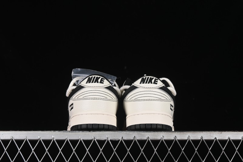 Nike SB Dunk Low Supreme Collaboration - Beige Black Mini Swoosh Anniversary Customized Low-Top Casual Skate Shoes - XX2025-566