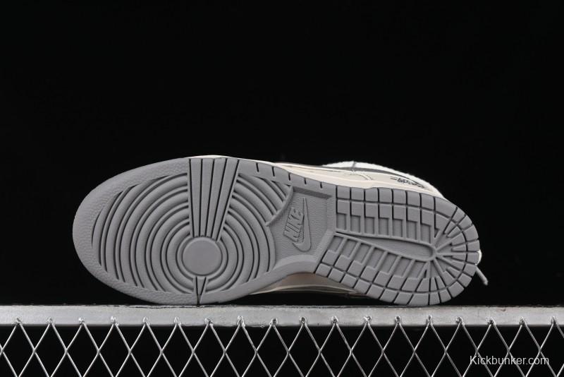 Nike SB Dunk Low Stussy Bandana Grey Check Anniversary Custom Low-Top Casual Skate Shoes - SJ2068-310