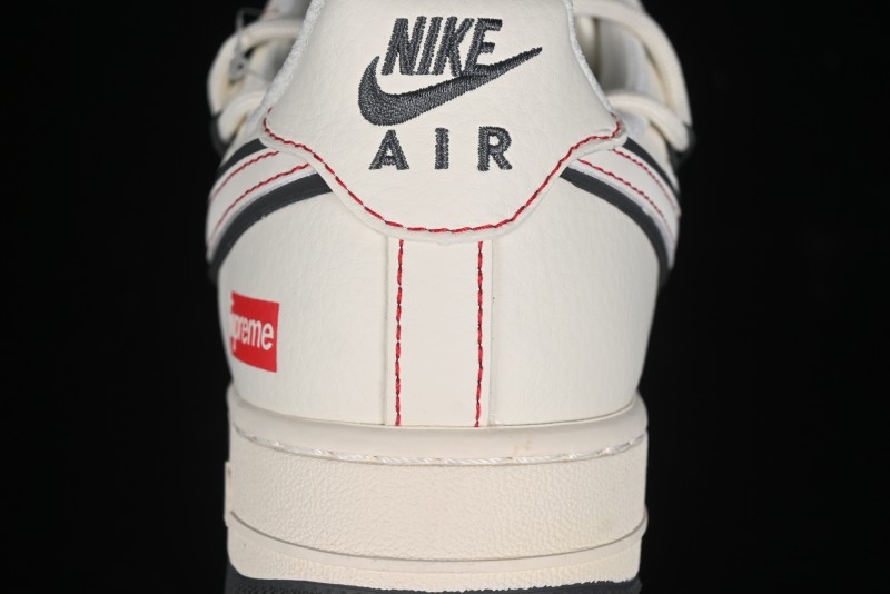 Nike Air Force 1 '07 Low Supreme Collaboration - Red Stitch Grey Sole Casual Sneakers - SJ1198-600
