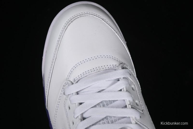 Nike Air Jordan 5 Retro Sneakers in White and Purple Grape Colorway - 136027-108