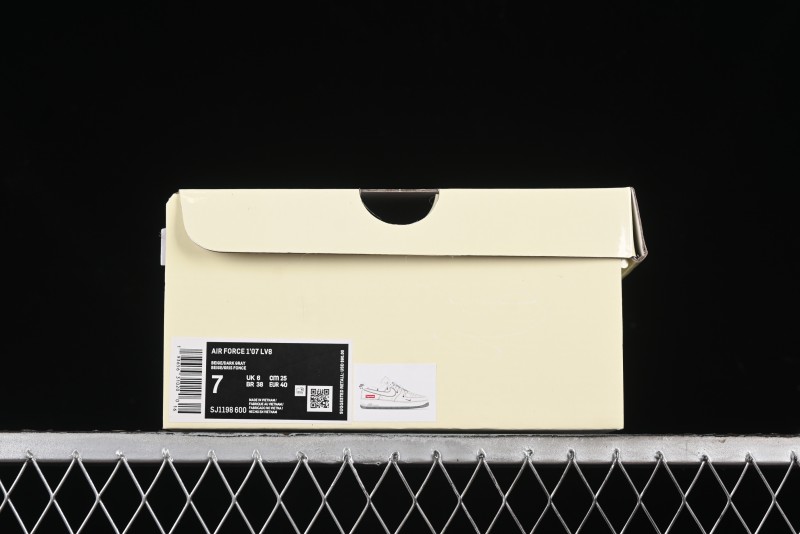 Nike Air Force 1 '07 Low Supreme Collaboration - Red Stitch Grey Sole Casual Sneakers - SJ1198-600