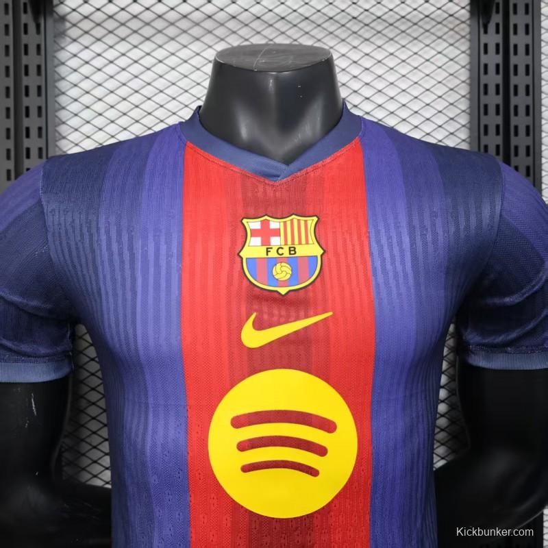 Player Version 25/26 Barcelona Blue and Red Striped with Spotify Sponsor Jersey