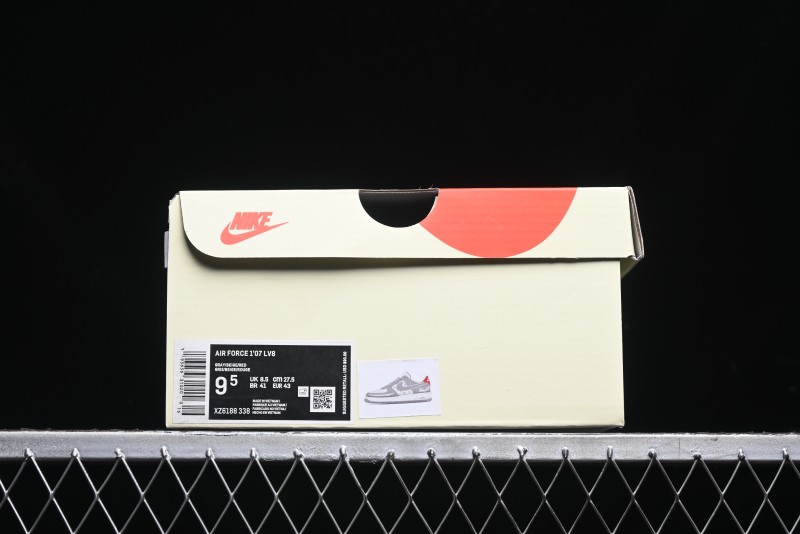 Nike Air Force 1 '07 Low Stussy Collaboration - Beige Grey Red Print Casual Sneakers - XZ6188-338