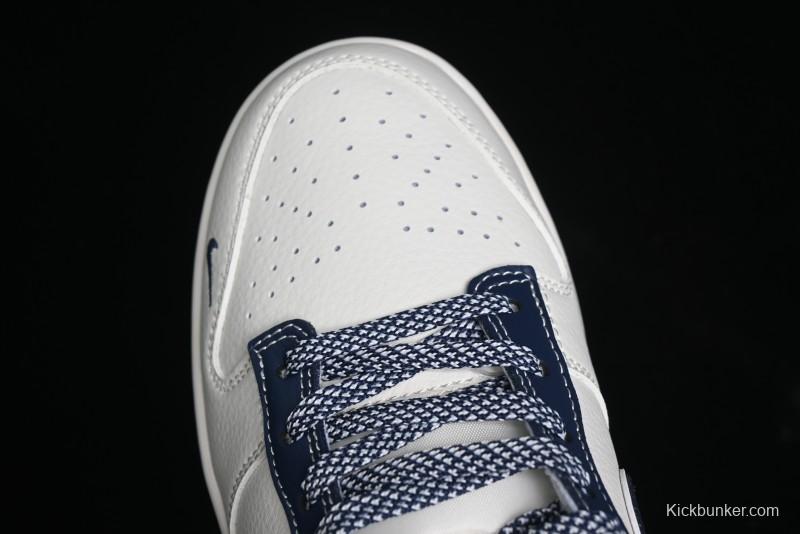 Nike SB Dunk Low Stone Island x Supreme Collaboration - Navy Blue & Off-White Anniversary High-End Custom Low-Top Casual Sneakers - BB9866-007