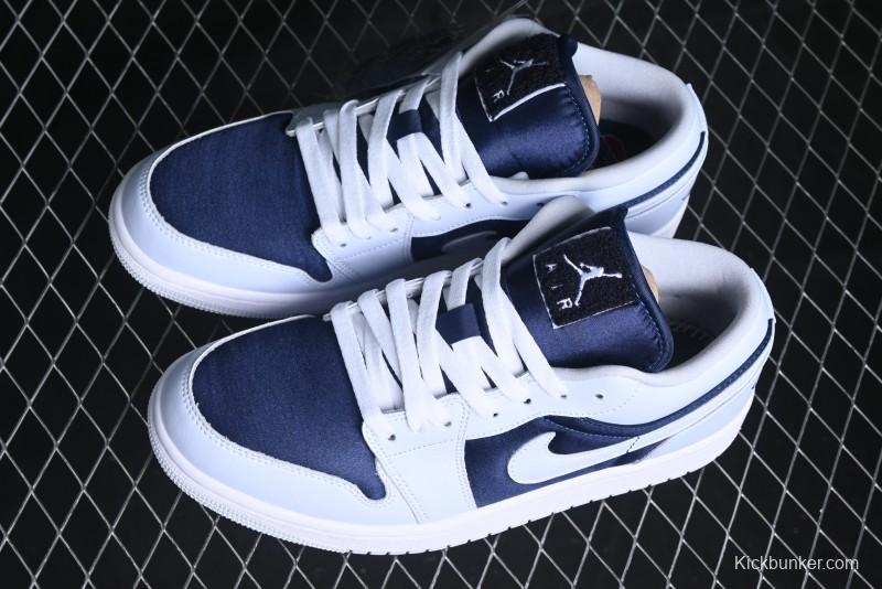 Nike Air Jordan 1 Low AJ1 Navy Blue Silk Casual Sneakers - FZ8778-044