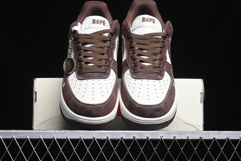 Nike Air Force 1 '07 Low BAPE Collaboration - Tan Brown Casual Sneakers - KK1988-027